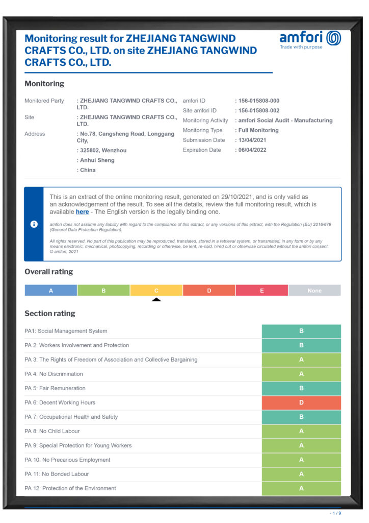 BSCI Certificate